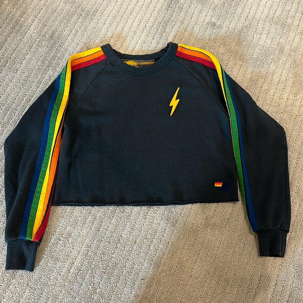 Aviator Nation Cropped Crew Sweatshirt in size XS